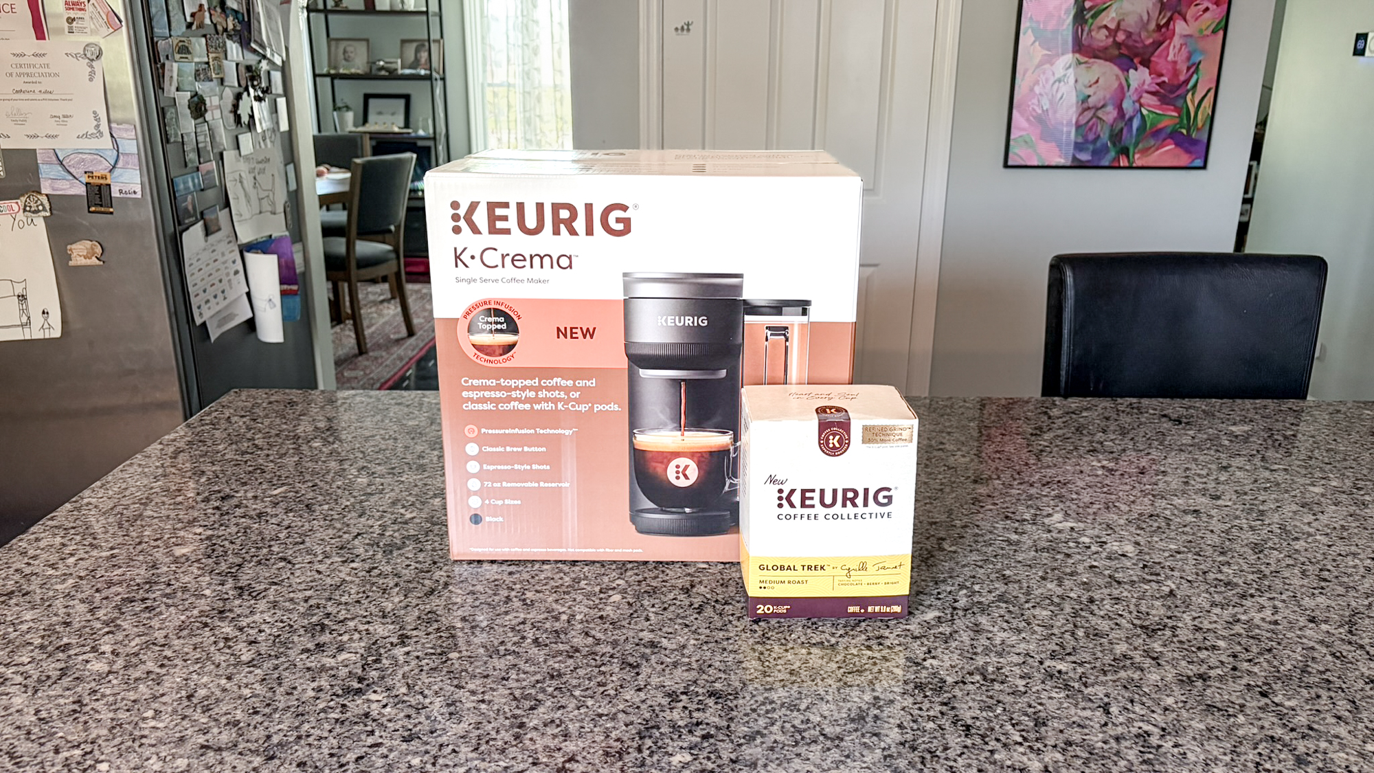 Keurig K-Crema coffee maker on a kitchen counter