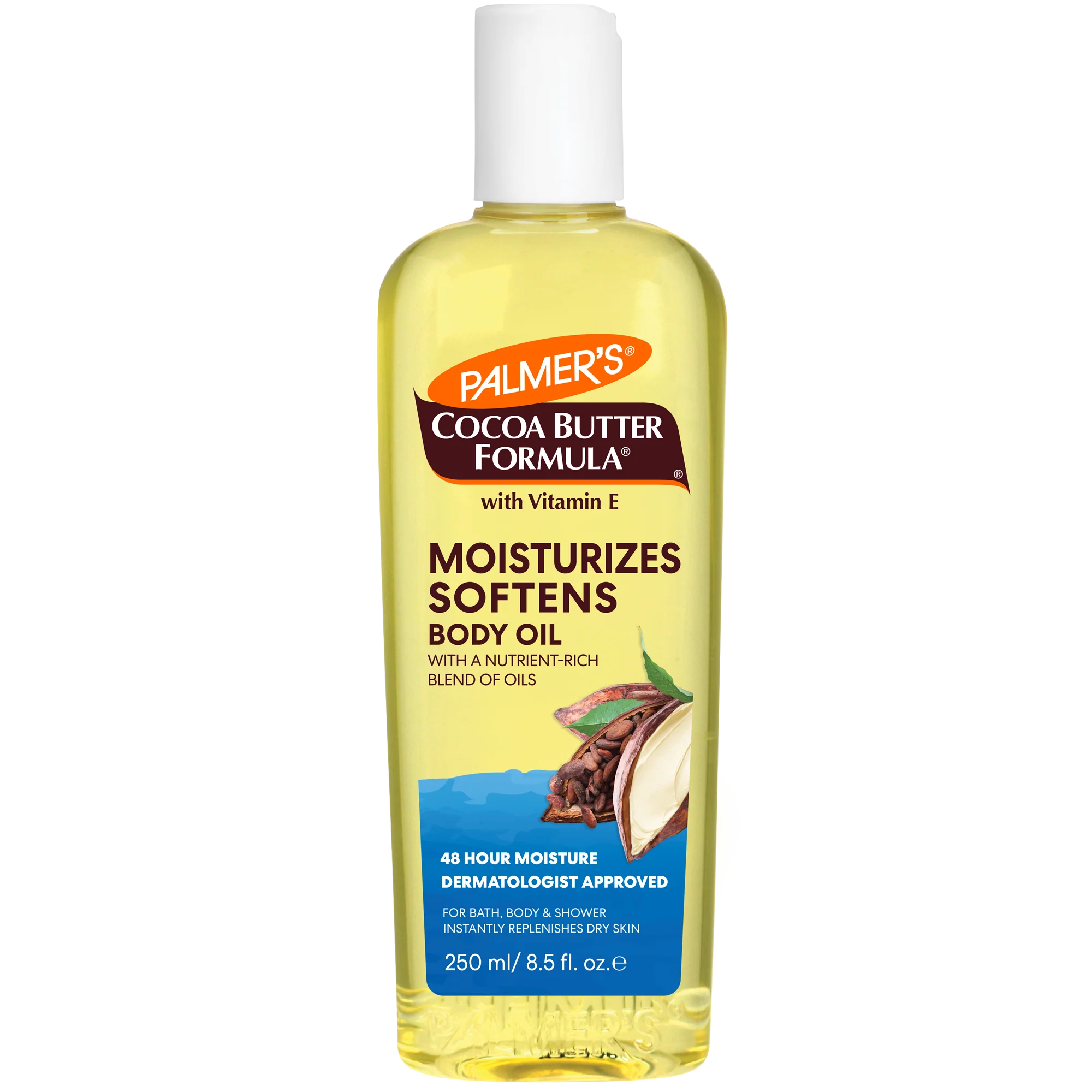 Palmer's Cocoa Butter Moisturizing Body Oil With Vitamin E, Radiant Looking Glow and Skin Hydration, Instant Absorption, Bath, Body and Shower, 8.5 Ounces