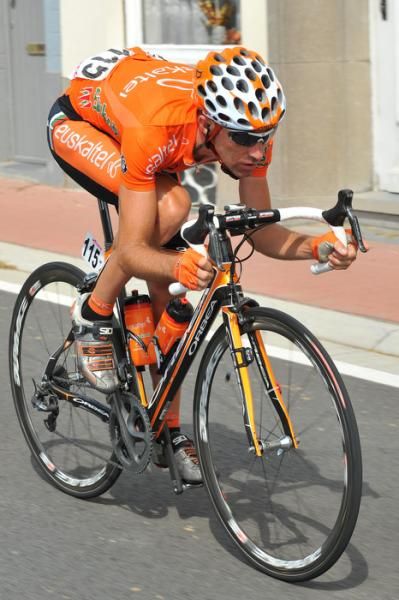 Spaniard Inaki Isasi Flores gets low on his bike