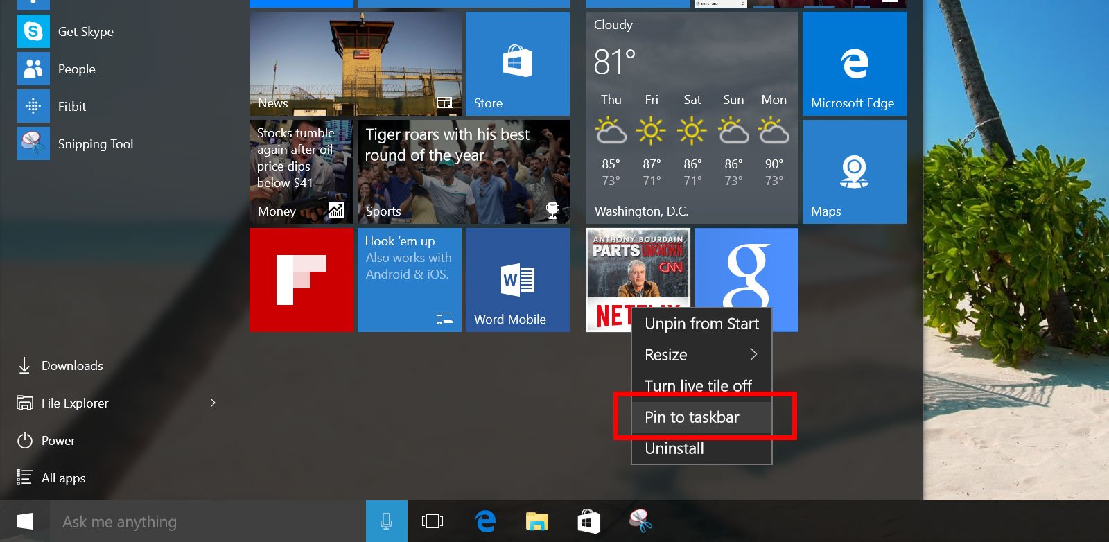 pin program to taskbar for all users windows 10