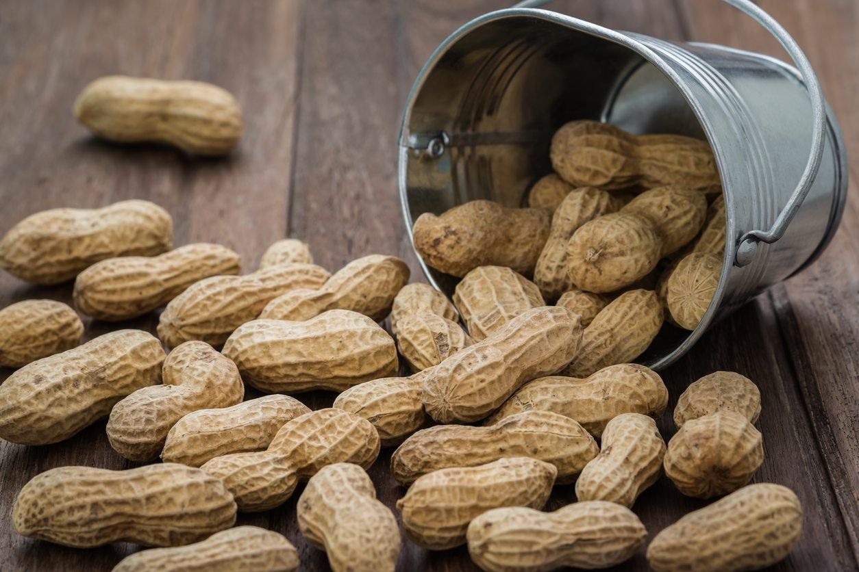 A Fallen Over Bucket Of Virginia Peanuts