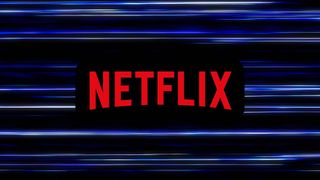 Netflix logo on blue striped background