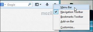 firefox menu bar