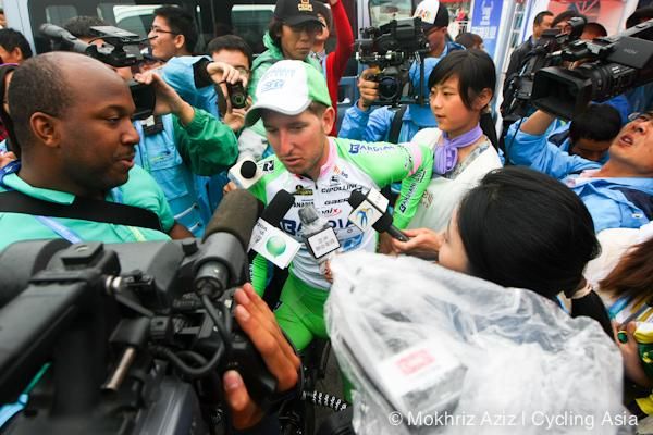 Sacha Modolo (Bardiani) interviewed after winning the first stage