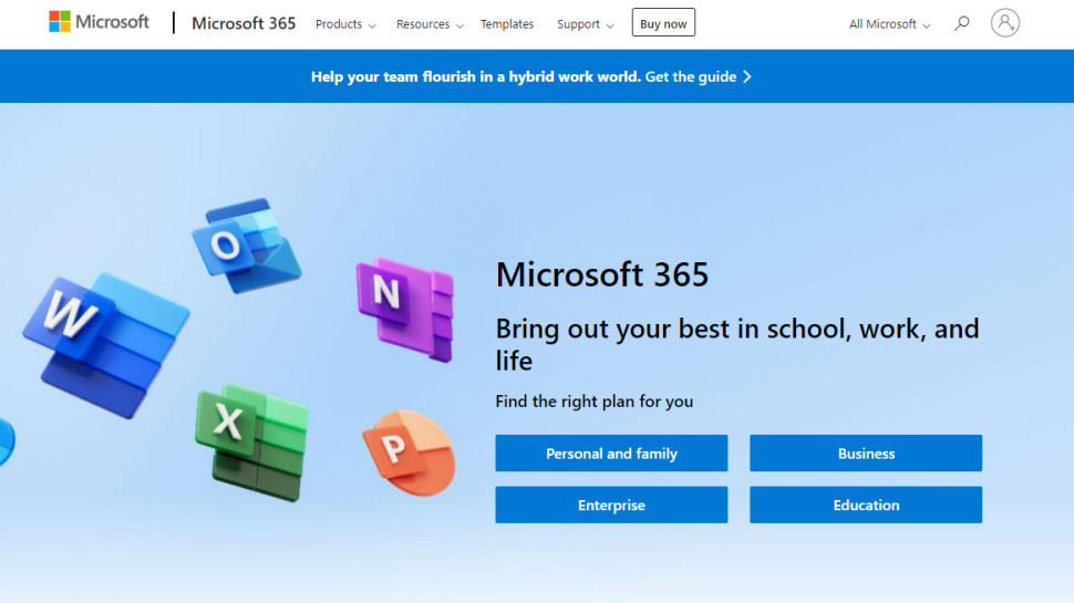 Tangkapan layar situs web untuk Microsoft 365