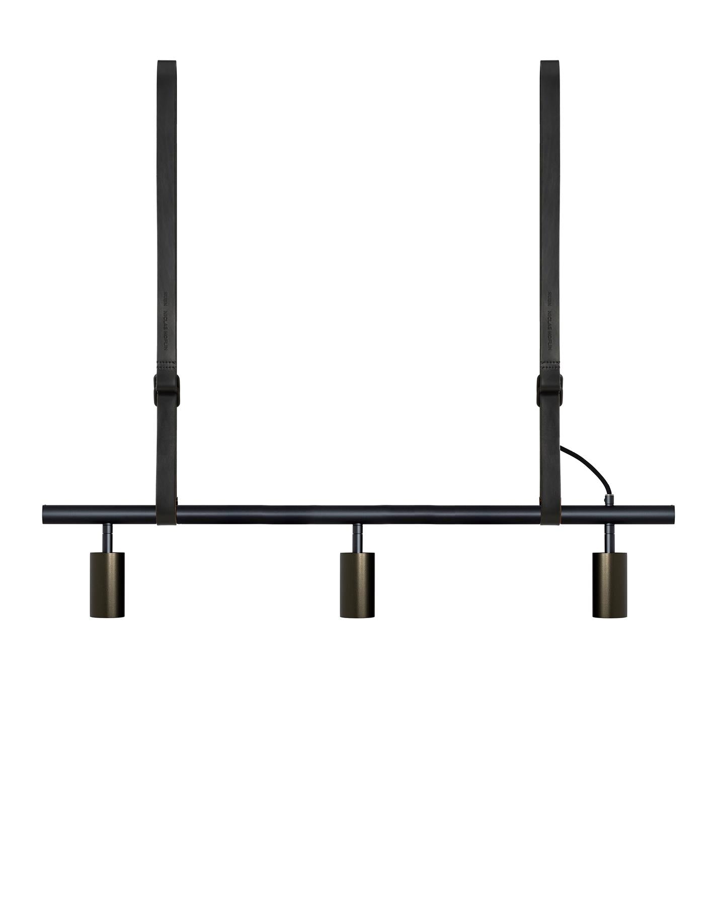 Rubn Long John Linear Pendant Light - Black Bar / Bronze Spotlights / 3 / Black