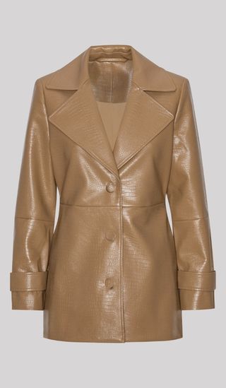 ROTATE Birger Christensen, Textured Fitted Jacket Brown