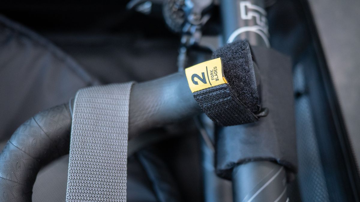Topeak Pakgo X Bike Carrier controls tied to fork