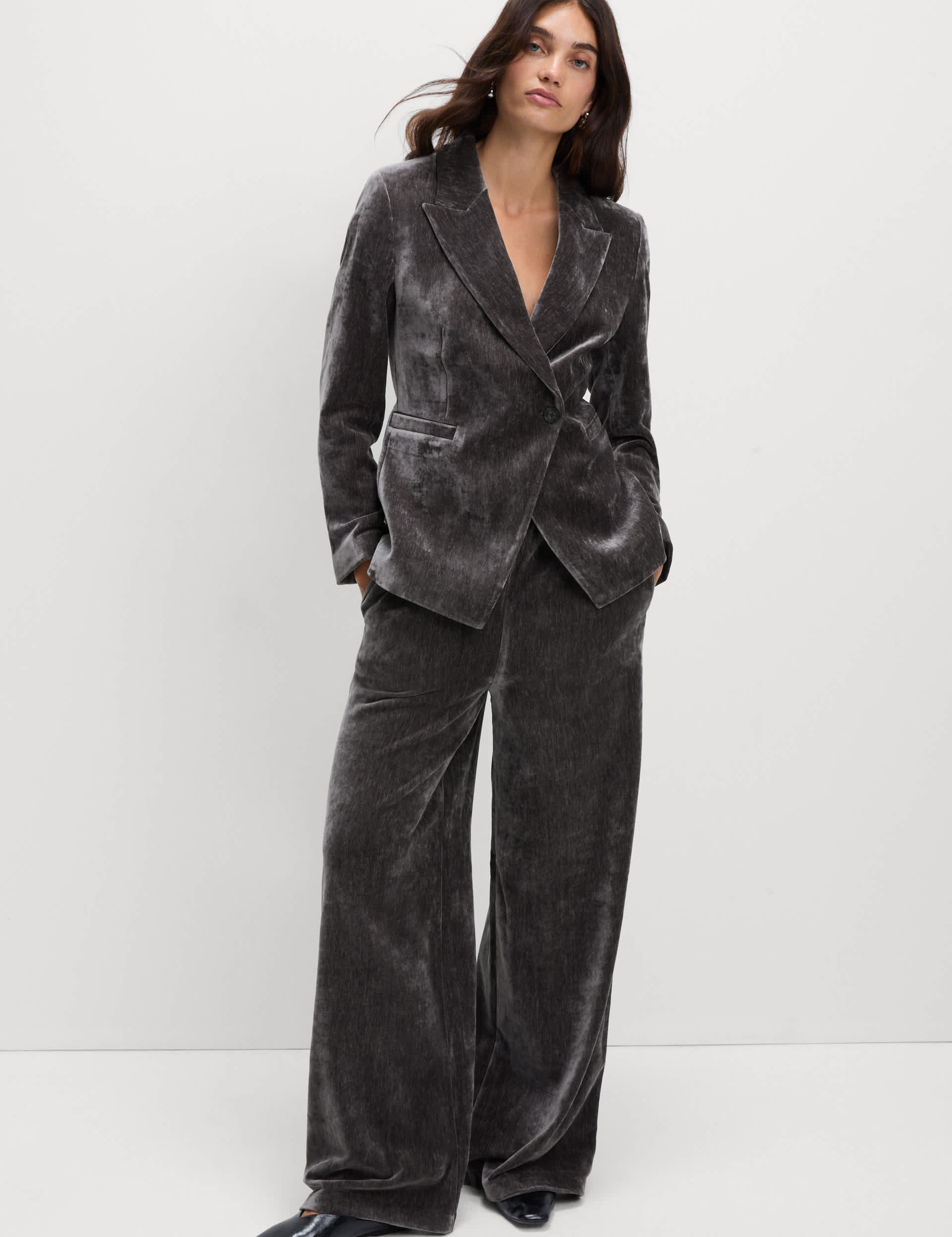 Mottled Velvet Straight Leg Trousers