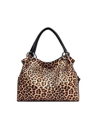 Oichy Genuine Leather Handbags for Women Top Handle Shoulder Bag Leopard Tote Bag Ladies Purses (leopard Print)