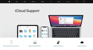 The iCloud support webpage