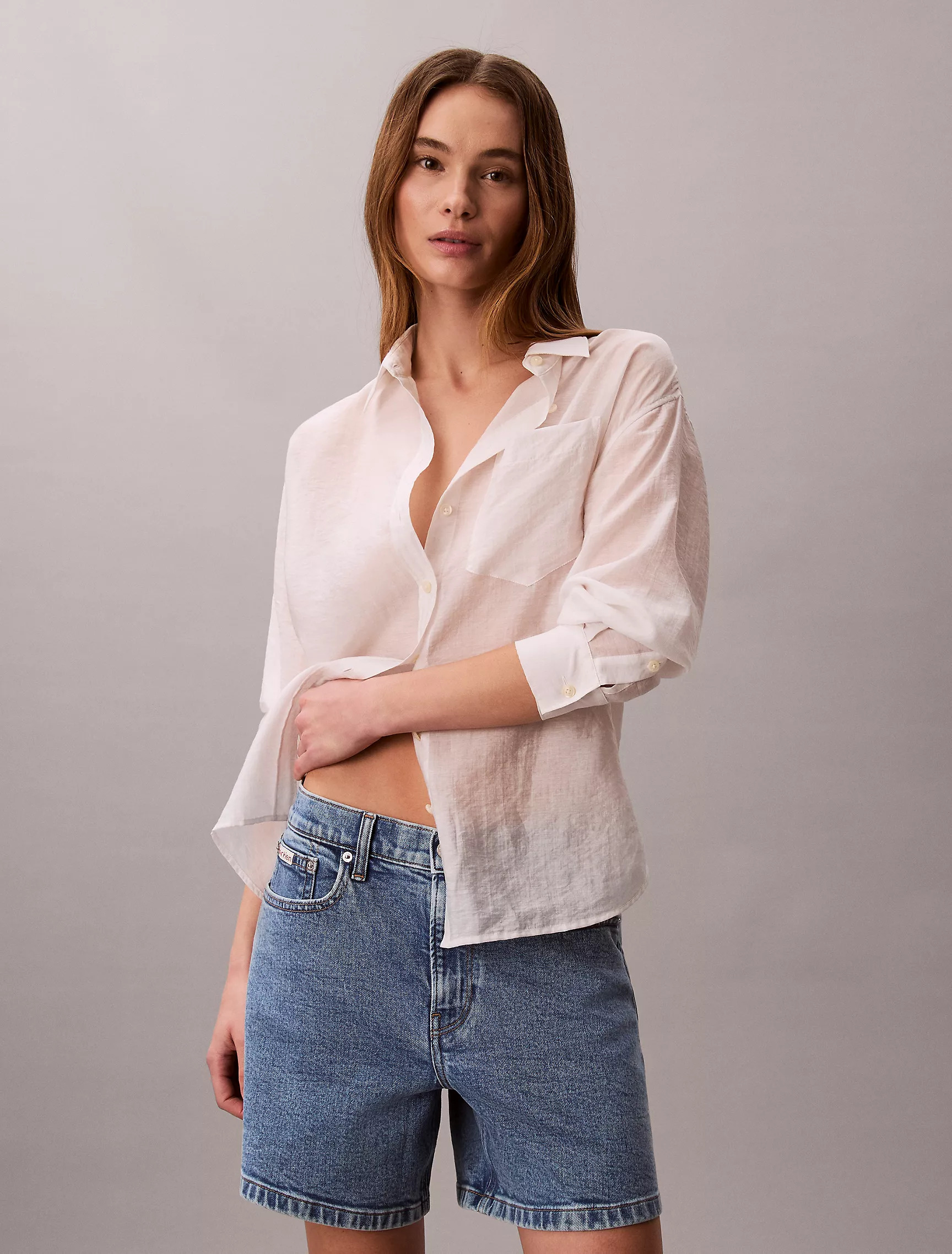 Calvin Klein, Denim A-Line Shorts