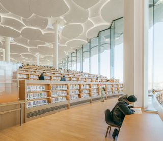 View of the shelving in Beijing City Library