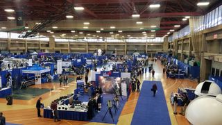 A view of the exhibit floor at the Northeast Astronomy Forum in 2019.