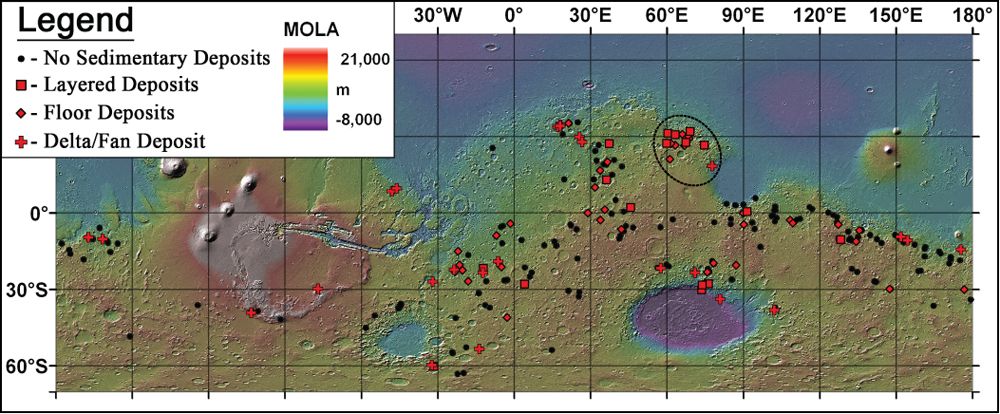 mars lakes map mola