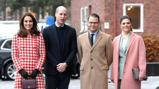 Prince William and Kate Middleton smile with Princess Victoria and Prince Daniel of Sweden