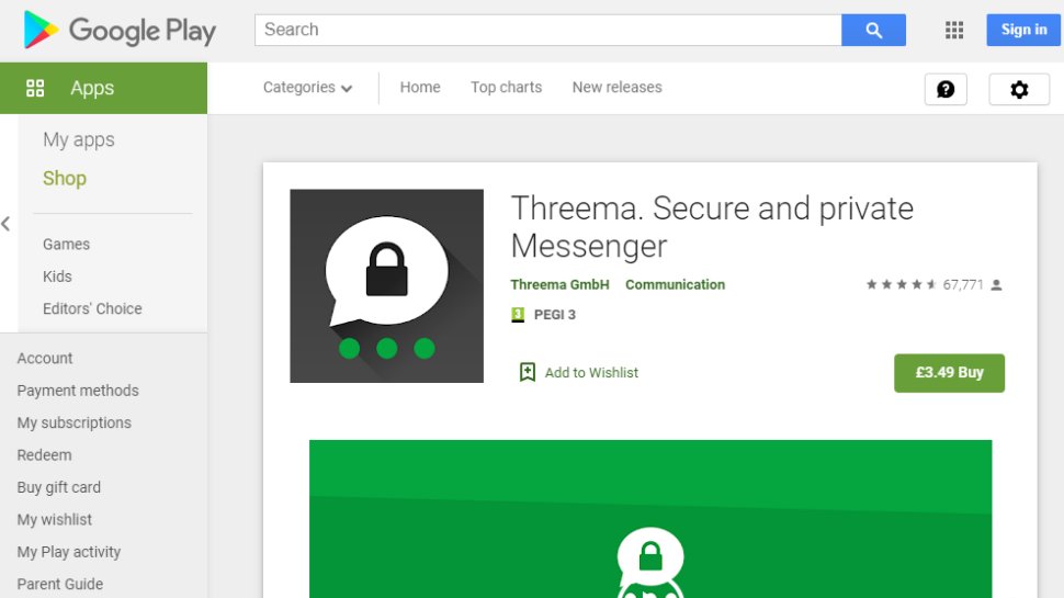 Website screenshot for Threema