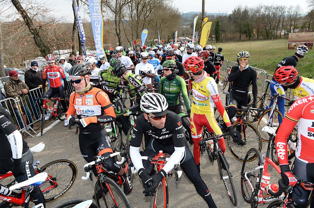 The peloton stopped in protest of racing in harsh weather