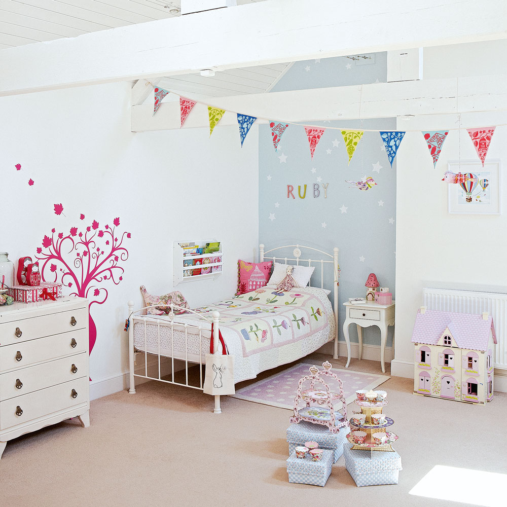 white bedroom with bed and carpet floor