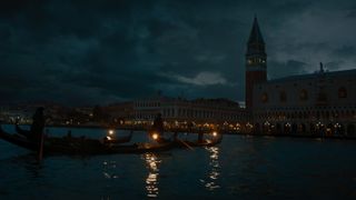 Venice at night, as seen in 20th Century Studios' A HAUNTING IN VENICE