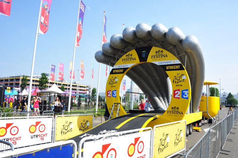The start house for the only individual time trial of the 2015 Tour de France