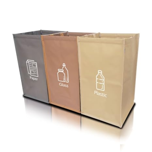 Nyika - Recycling Bags for Kitchen - Indoor Recycling Bins - Recycle Bags - Recycling Box - Recycling Bins for Kitchen 3 Compartments - (cake)