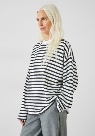 Aluna Brushed Striped Oversized Top