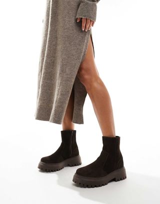 Antigua Sock Wildleder-Chelsea-Stiefel von Asos Design in Braun