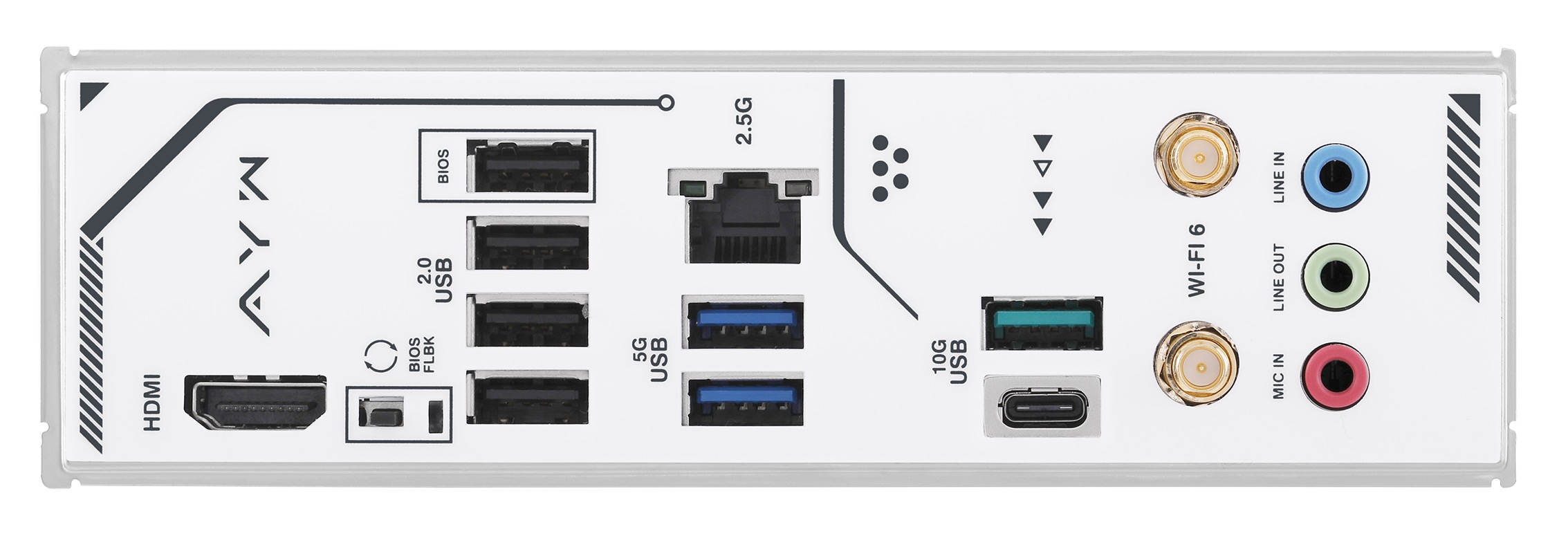 Rear panel of Asus Z790-AYW WIFI W