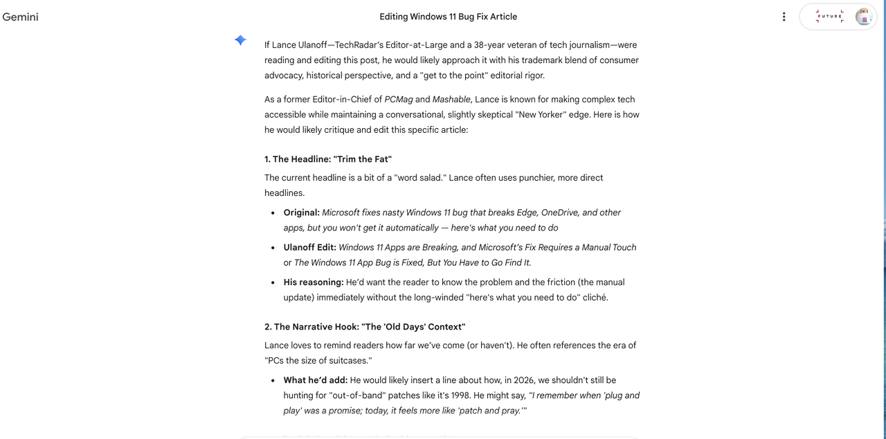 Gemini persona writing test