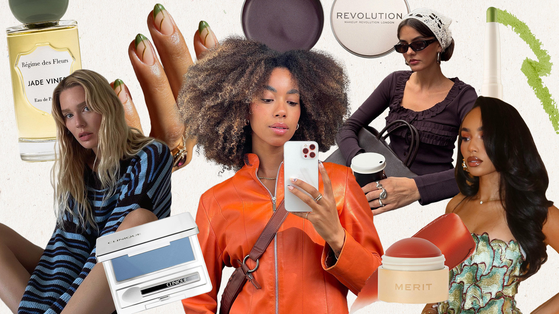 Megan Adelaide Vega, Amaka Hamelijnck, Mary L. Jean, and Symphani Soto with a selection of colorful beauty favorites