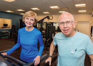 retired couple in gym