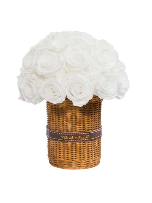 Fleura Heirloom Wicker Vase With Eternity Roses