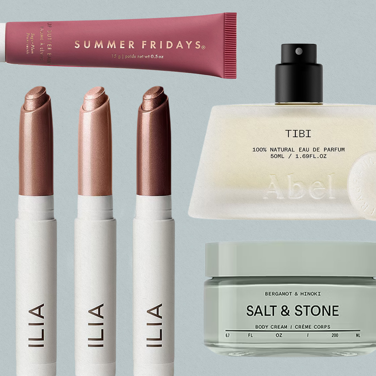 Collage of Revolve beauty products