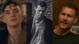 Cillian Murphy in Peaky Blinders, Jamie Dornan in Belfast, and Tom Hopper in Resident Evil: Welcome to Raccoon City, pictured side by side.