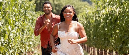 (from left) Michael (Reg&eacute;-Jean Page) and Anna (Halle Bailey) in You, Me & Tuscany, directed by Kat Coiro.