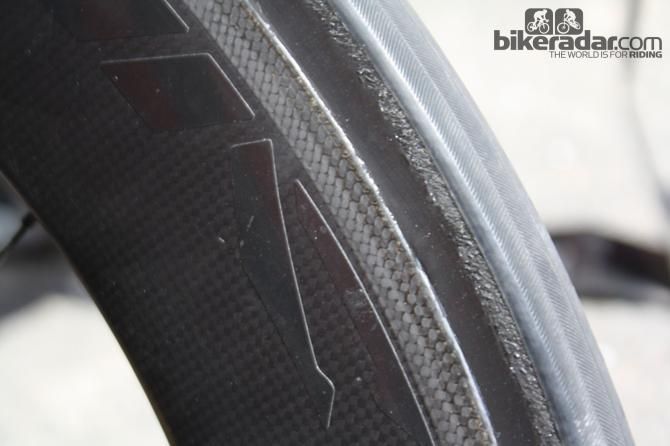 Katusha get around the UCI rule barring use of Mavic&rsquo;s detachable fairings on CX01 wheel technology by filling the channel with a mastic paste bought from DIY shops