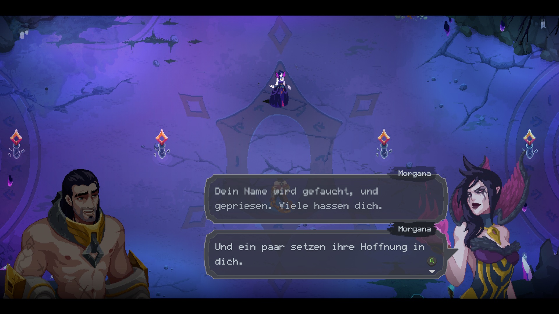 Im Dialog erfahren wir mehr über die Motive und Hintergründe der Charaktere sowie die aktuelle Lage in und um Demacia