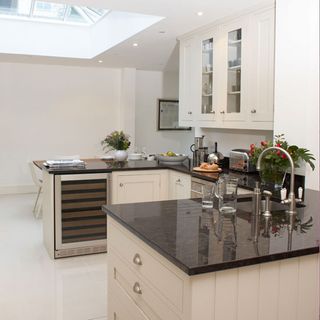 modern cream kitchen and kitchen sink