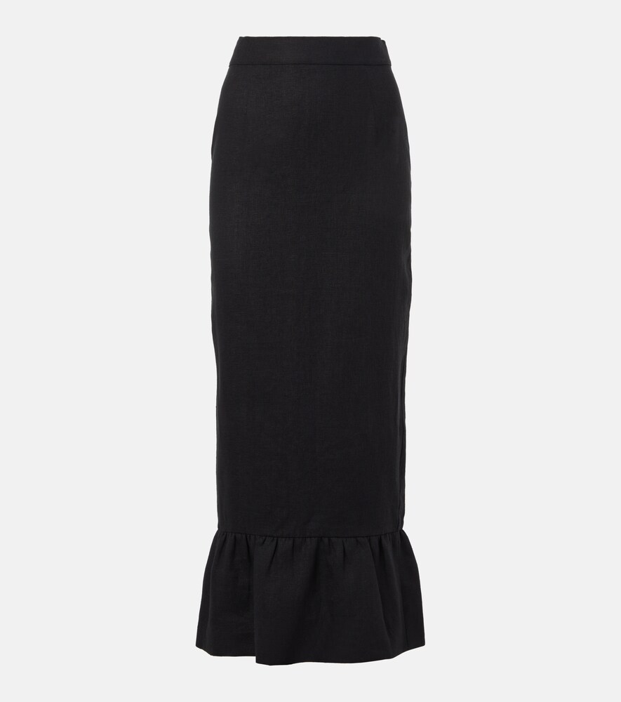 Matilda Tiered Linen Pencil Skirt