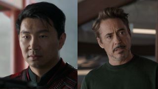 Simu Liu in Shang-Chi and Robert Downey Jr. in Endgame side by side