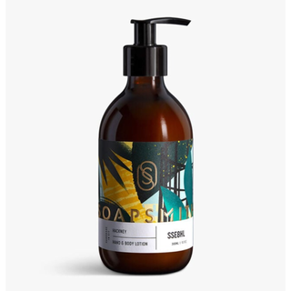 soapsmith hackney hand lotion in a brown bottle