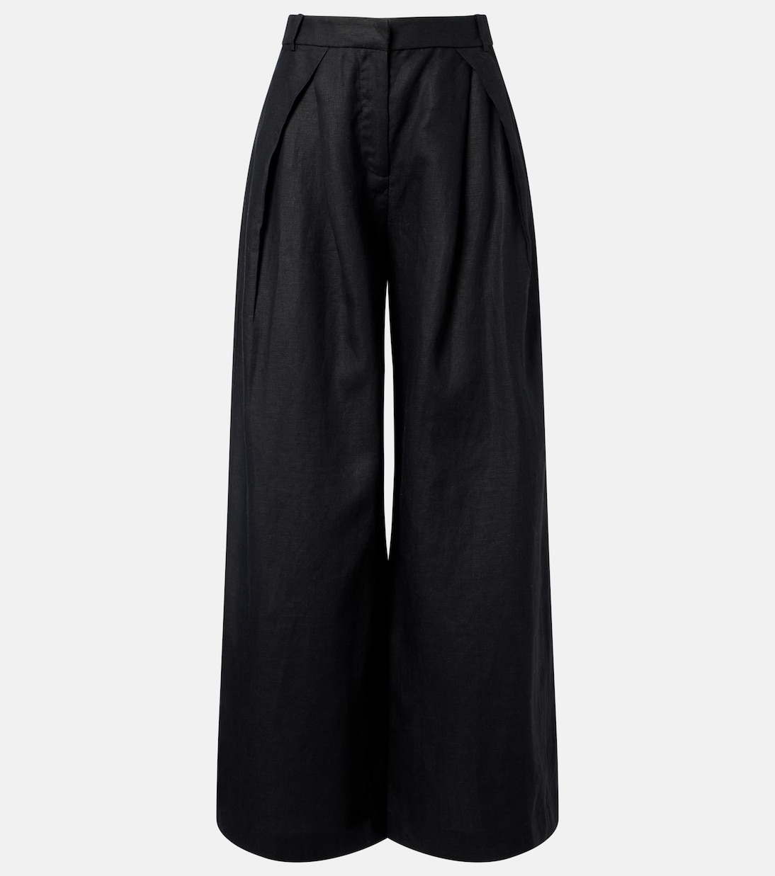 Sofia Pleated Linen Wide-Leg Pants in Black - Faithfull