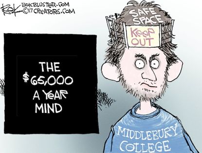 Political Cartoon U.S. Middlebury safe space protests Trump Liberal College