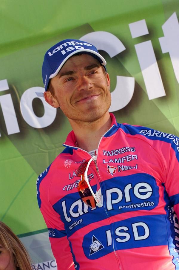 Damiano Cunego looked pleased to be on the podium