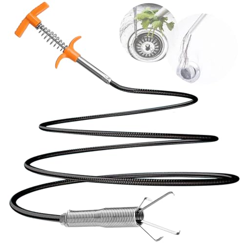 New Upgrade Drain Snake Hair Drain Clog Remover Tool - Sink Drain Cleaner for Toilet Sewer Shower Kitchen Bathroom Tub Clogged Drains Opener Cleaning Tool, Flexible Grabber Claw Pick Up Reacher Tool