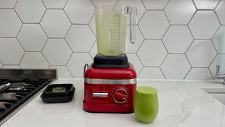 KitchenAid High Performance Series Blender KSB6060 full of a smoothie recently made in the blender