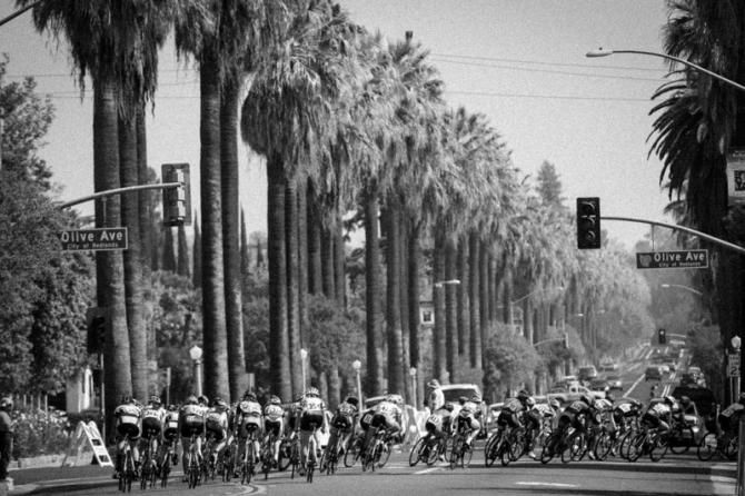The women head down the back side of the crit course.