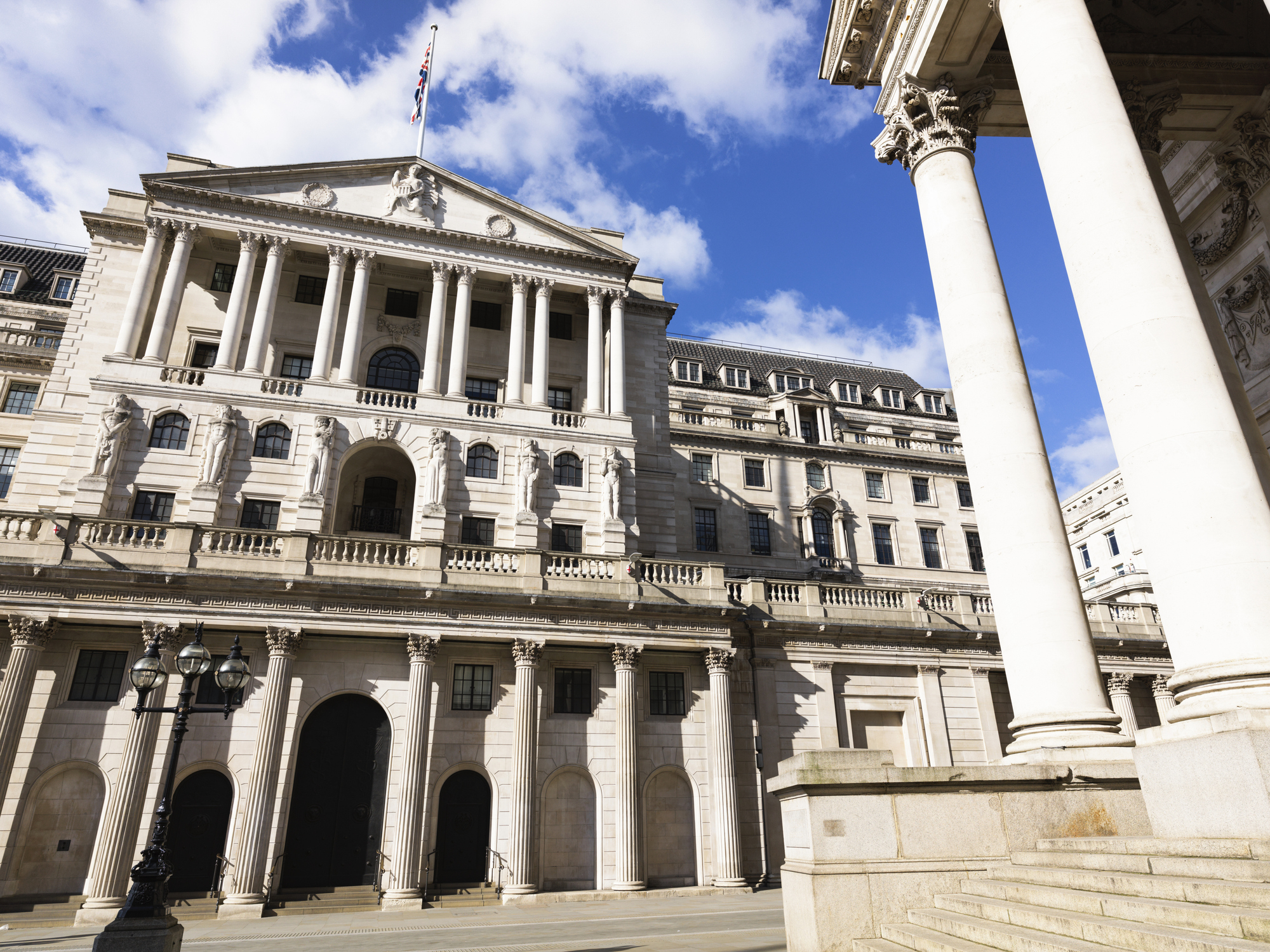 Exterior of Bank of England building in City of London