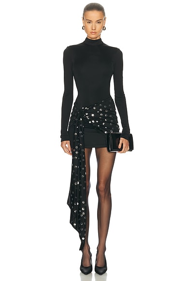 Polka Dot Overlay Detail Mini Dress